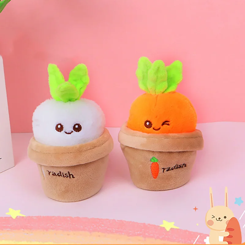 1Pcs Funny Plush Toy Cute Pulling Out Carrot Pendent KeyChain Radish KeyRing Vegetables Plant Bag Pendent Cute Car Accessory