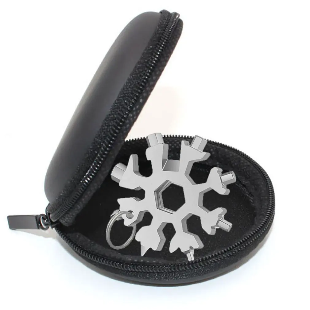 Multifunctional 18 In 1 Snowflake Torque Wrench Multi Pocket Tool Keyring Key Ring Spanner Hex Wrench Wrench Tools Hand Tools