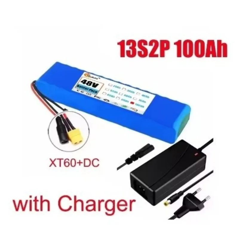 48V 100Ah 13S2p Rechargeable Batteries for Electric Bicycle Charging with BMS Lithium-ion Battery Pack
