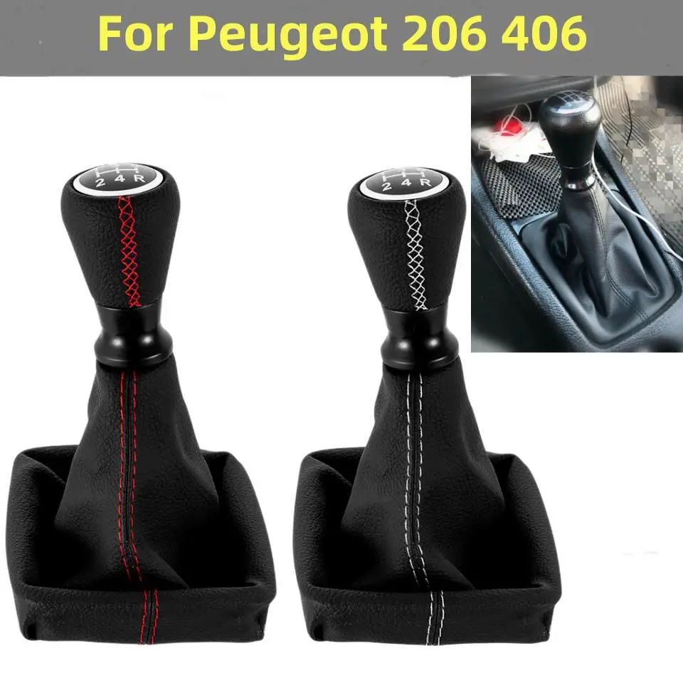 Car Styling 5 Speed Manual Gear Shift Knob Dustproof Cover Collar For Peugeot 206 406 Lever Shifter Stick Handball Accessories