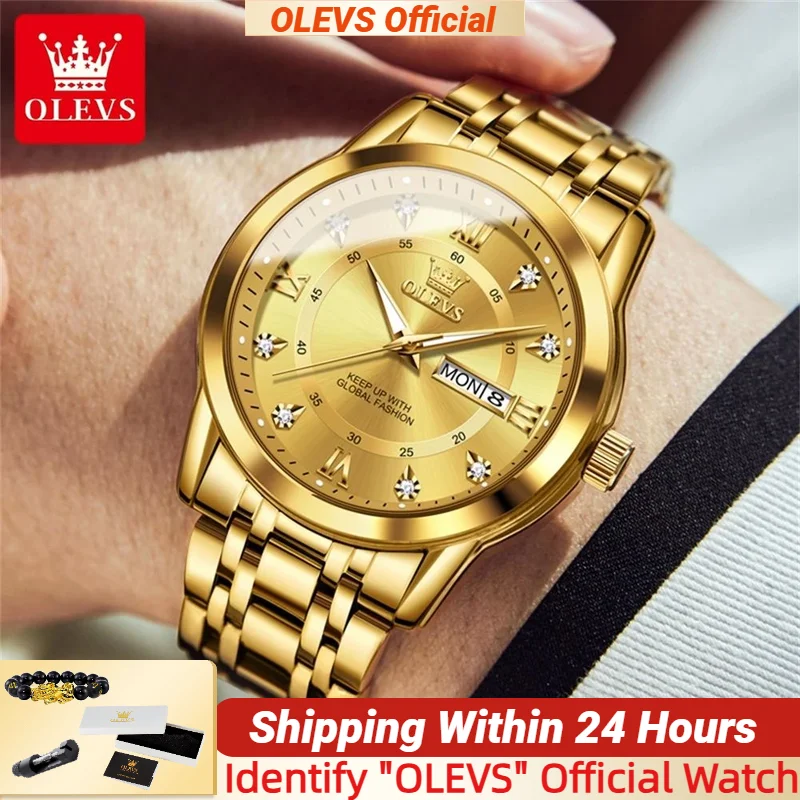 

OLEVS 5513, оригинальные кварцевые часы для мужчин, двойной календарный дисплей, водонепроницаемые светящиеся мужские наручные часы из нержавеющей стали, лучший бренд