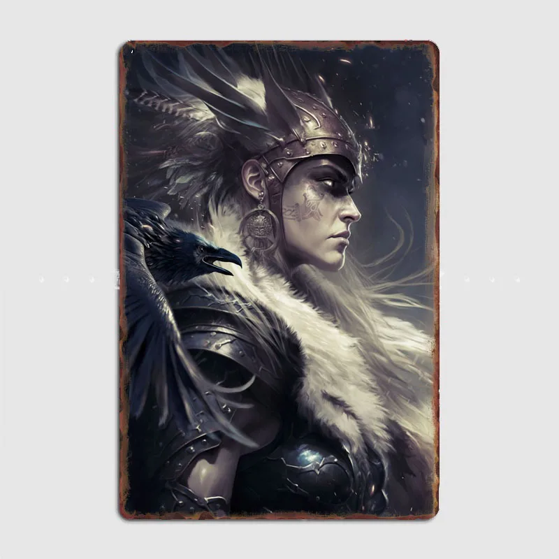 Norse Mythology Illustrated The Valkyrie of Odin Metal Poster Room Wall Decor Cinema Living Custom Tin Vintage Home Decor