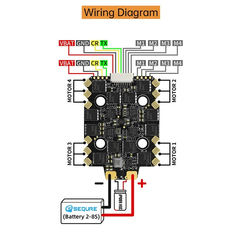 

ABEZ E70 G1 4-In-1 ESC 2-8S 70A Blheli 32-Bit 128K UAV ESC For FPV Racing Supports Real-Time Updating Of Motor Speed Data Easy T