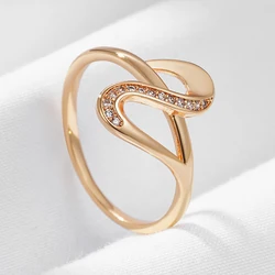 Wbmqda Fashion Simple Geometric Ring For Women 585 Rose Gold Color With White Natural Zircon High Quality Daily Fine Jewelry