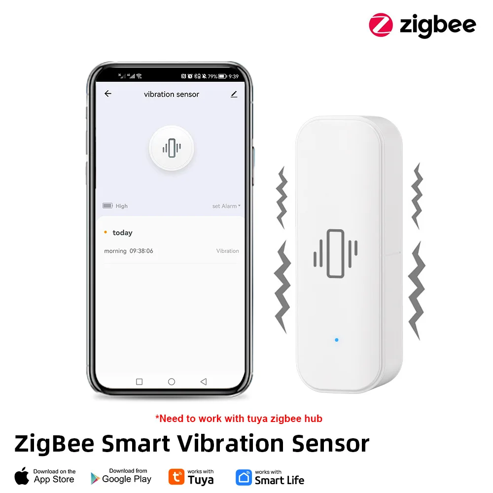 

Smart Tuya Vibration Sensor Zigbee Security Door Window Alarm Anti Theft with Phone Remote Alert