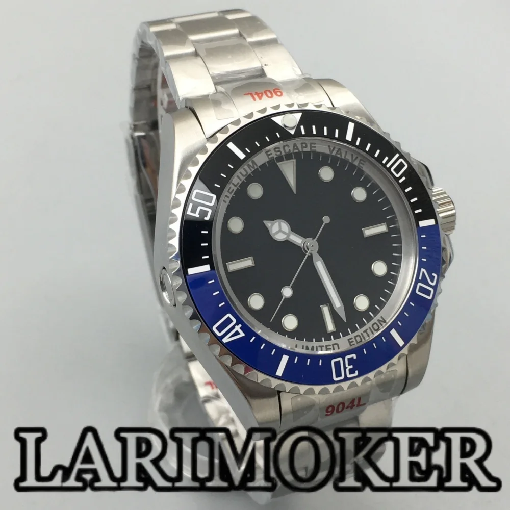 LARIMOKER 43MM Orologio meccanico da uomo NH35 Miyota 8215 PT5000 Vetro zaffiro luminoso Quadrante nero Lunetta in ceramica Orologio impermeabile