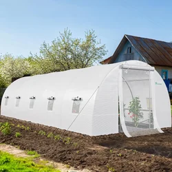 Szklarnie 26'x10'x6,5' Heavy Duty Duże szklarnie Walk in Green Houses Tunnel Green House Outdoor Gardening Upgraded