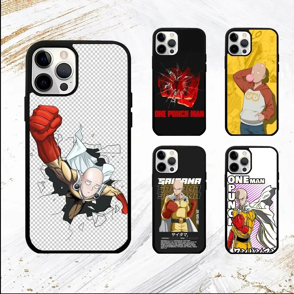 One P-Punch Man Saitama Phone Case For iPhone 16 15 14 13 12 11 Pro Max Plus Mini PC Fashion mirror phone case