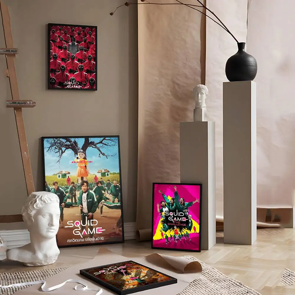 Pôster Adesivo DIY S-Squid para Jogos de TV, Impressões em Papel Branco, Pôsteres, Obras de Arte, Pintura Decorativa Vintage