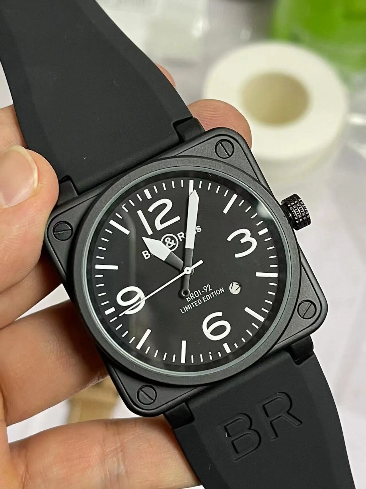 46mm Men Automatic Mechanical Watch Leather Black Ross Rubber 46mm