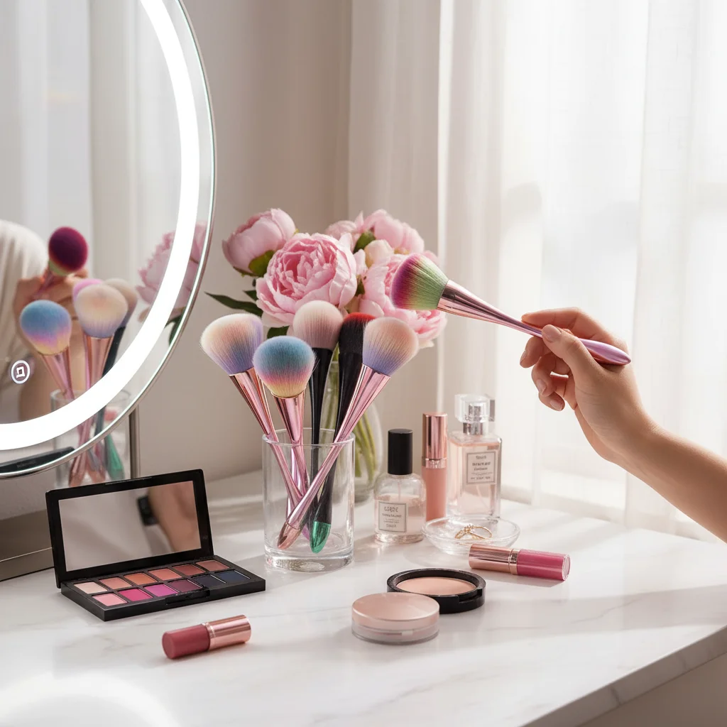 5 Colors Nail Dust Brush Set, Large Powder Brush for Acrylic Nail Art, Makeup Blush Brush, Cleaning Brush for Dip Powder