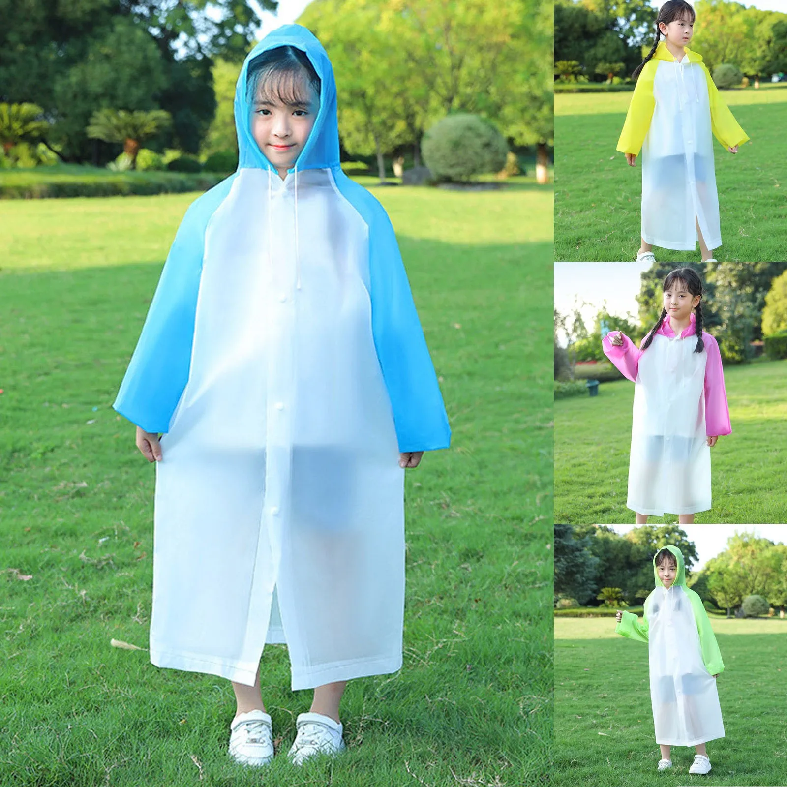 Solid Color Kids EVA Raincoat Waterproof for Children Folding Rain Coat Rainwear Rain Coat Kids Rain Poncho