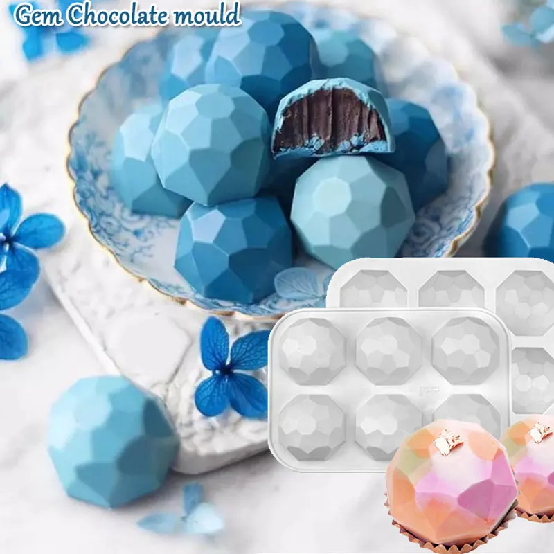 3D Gemstone Design Chocolate Silicone Mold DIY Diamond Mousse Moulds Handmade