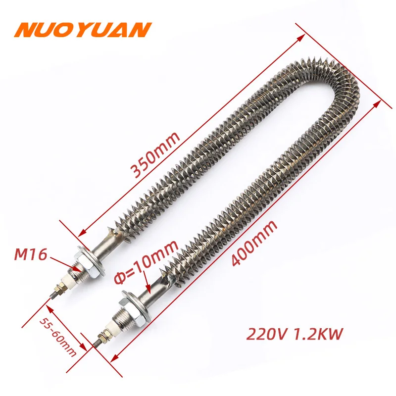 U Type Finned Heater 1.2KW/1.5KW/2KW M16 Thread Stainless Steel Electric Oven Heating Element for Load Bank/Incubation