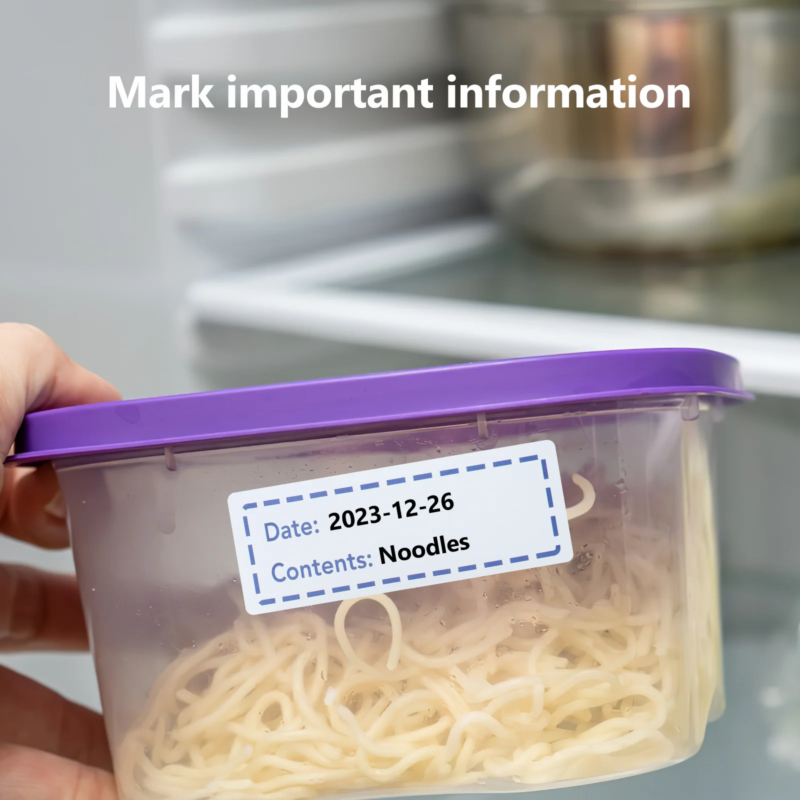 4 rotoli di etichette adesive per alimenti, scrivibili, rimovibili, pasta facile per l'organizzazione di contenitori per bottiglie di conservazione degli alimenti, etichette multifunzione