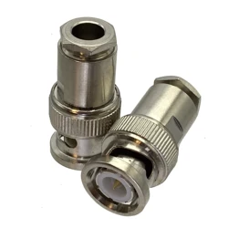 1Pcs Connector BNC Male plug Clamp RG58 RG142 LMR195 RG400 Cable RF Adapter Coaxial High Quanlity 50ohm Brass