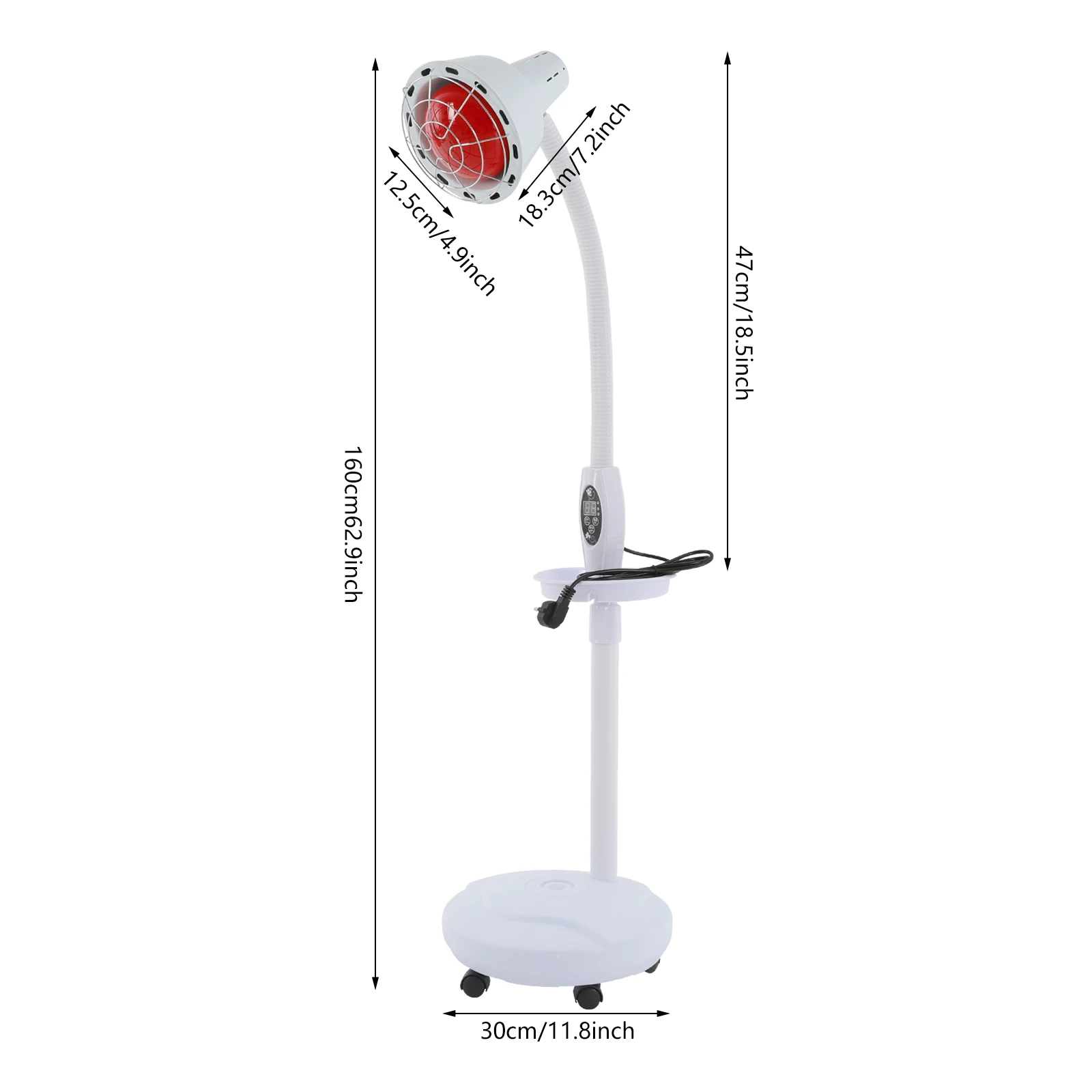 Immagine 7: Lampada termica a infrarossi da 275 W 360 °   Lampada da forno a infrarossi per sollievo dal dolore regolabile con luce per fisioterapia a testa singola ruotabile con telecomando 220V