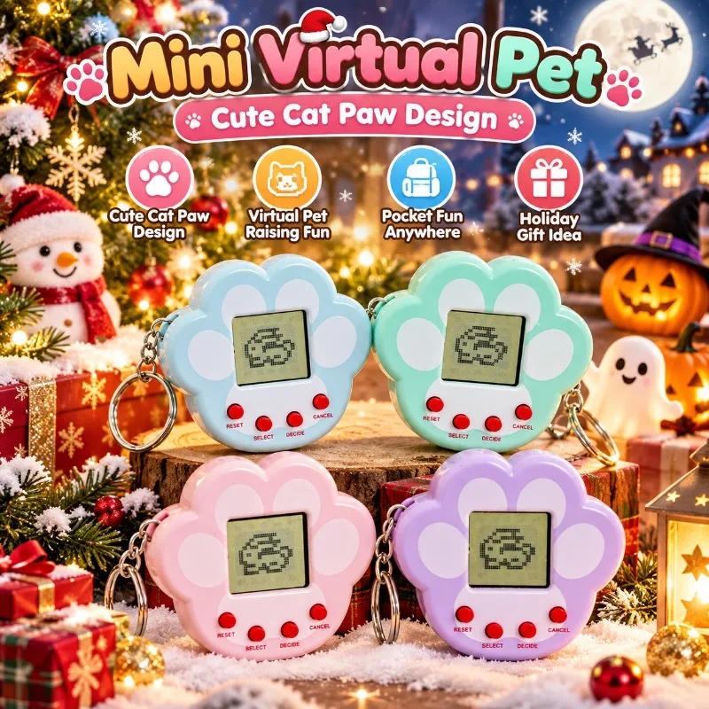 Novel Electronic Toy Mini Handheld Game Unit, Virtual Pet Raising Function Cat Paw Style