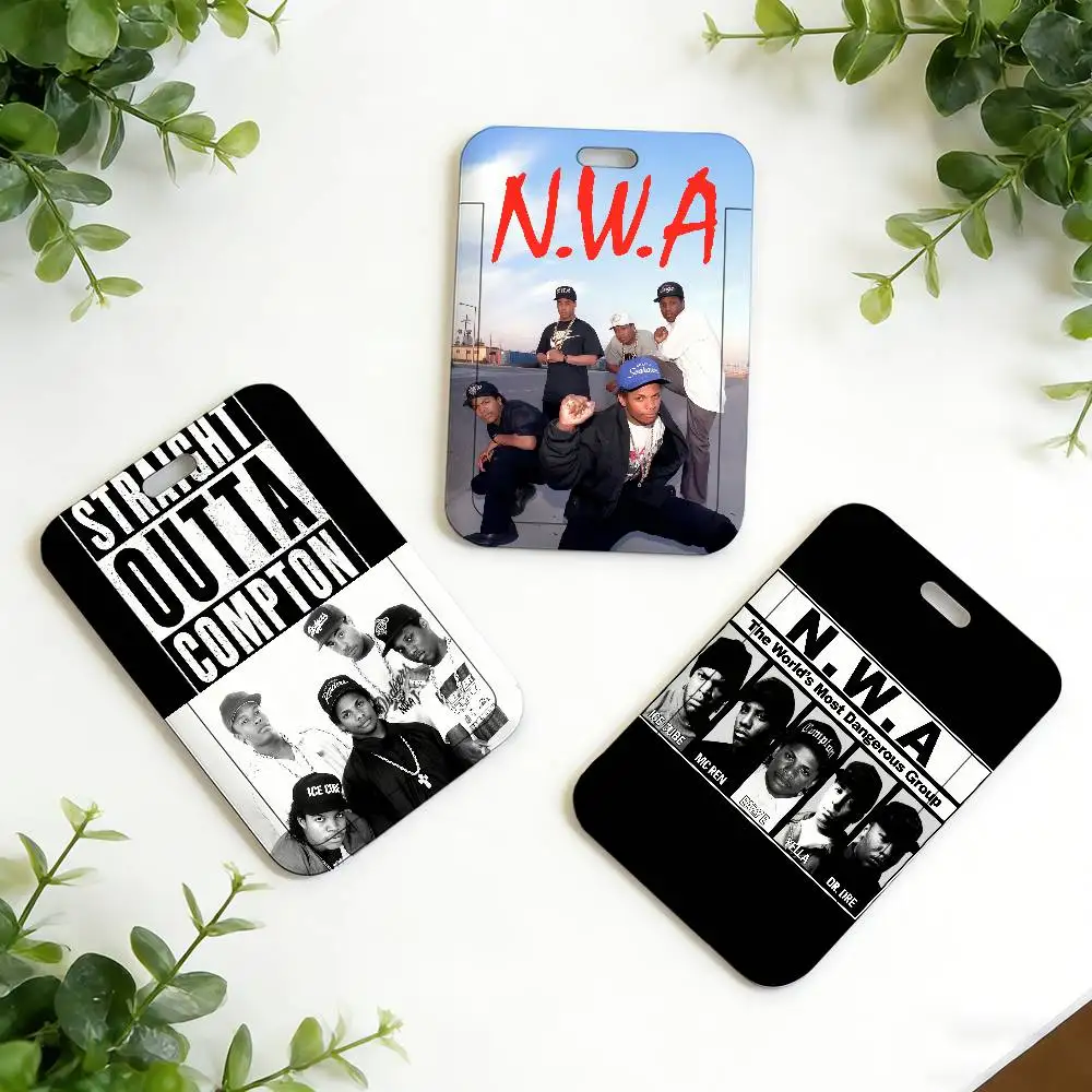 

Rapper N-WA Niggaz4Life ID Card Holder Neck Strap Pendant Door Holder Lanyards Keychain Work Credential Case Gift