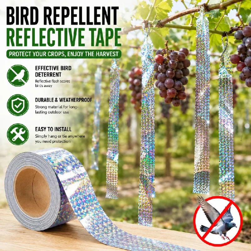 

Double Side Laser Reflective Bird Scare Tape Effective Bird Repellent Strip Garden Farm Protection Tool Against Bird Damages
