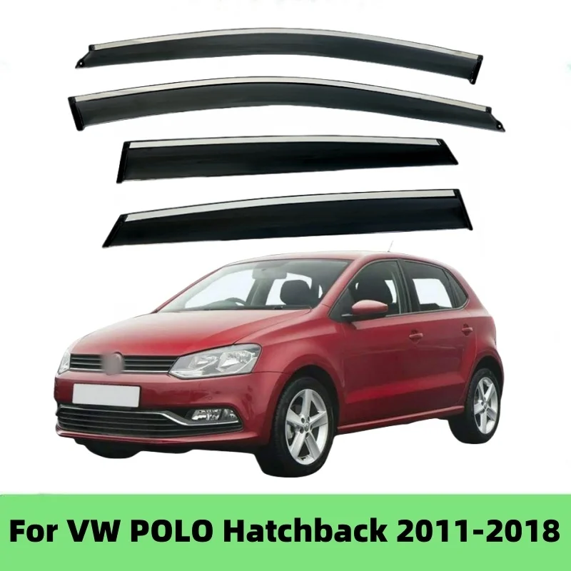 For VW Volkswagen Polo 2011-2018 Hatchback Window Visors Rain Guard Vent Deflector Weathershield Moulding Trim Cars Accessories