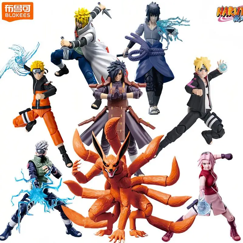 Blokees Figura de Acción de Anime Naruto, Kakashi Hatake, Uzumaki Naruto, Uchiha Sasuke, Madara, Minato, Boruto, Kurama, Modelo Coleccionable