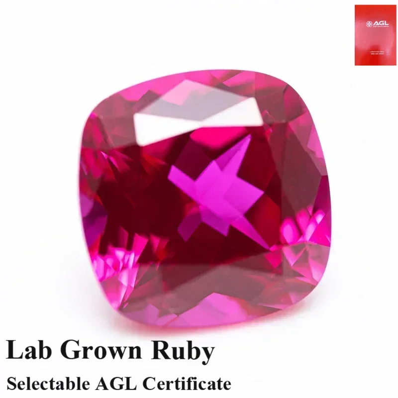 

Лабораторная выращенная рубиновая квадратная подушка в форме рубинитового цвета, очаровательные бусины для изготовления ювелирных изделий своими руками, кулон на выбор AGL Ce