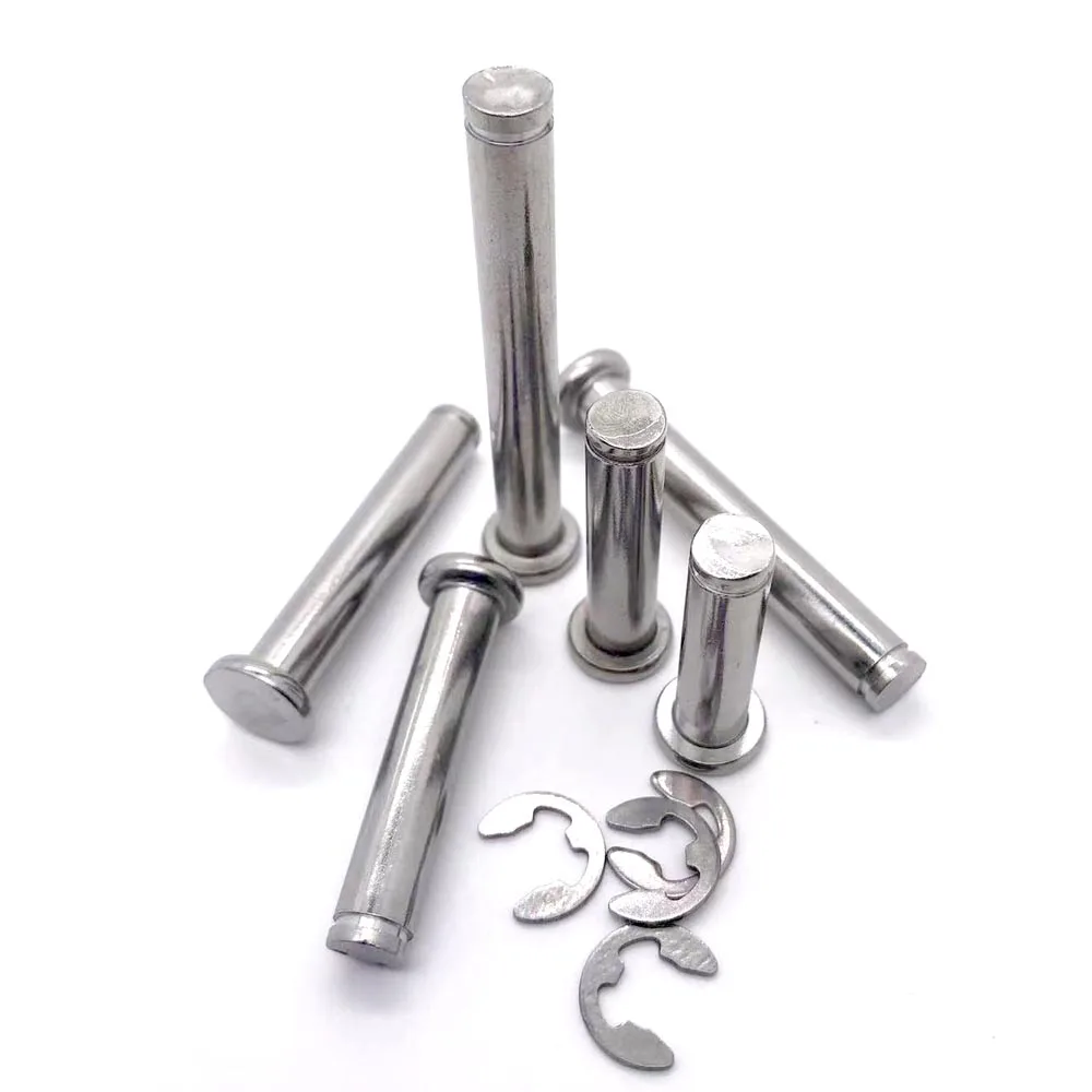 Guangluo 1/5pcs M3-m12 Stainless Steel Flat Cylindrical Locating Pin, Bearing Positioning Roll Dowel Pin With Shaft Circlip