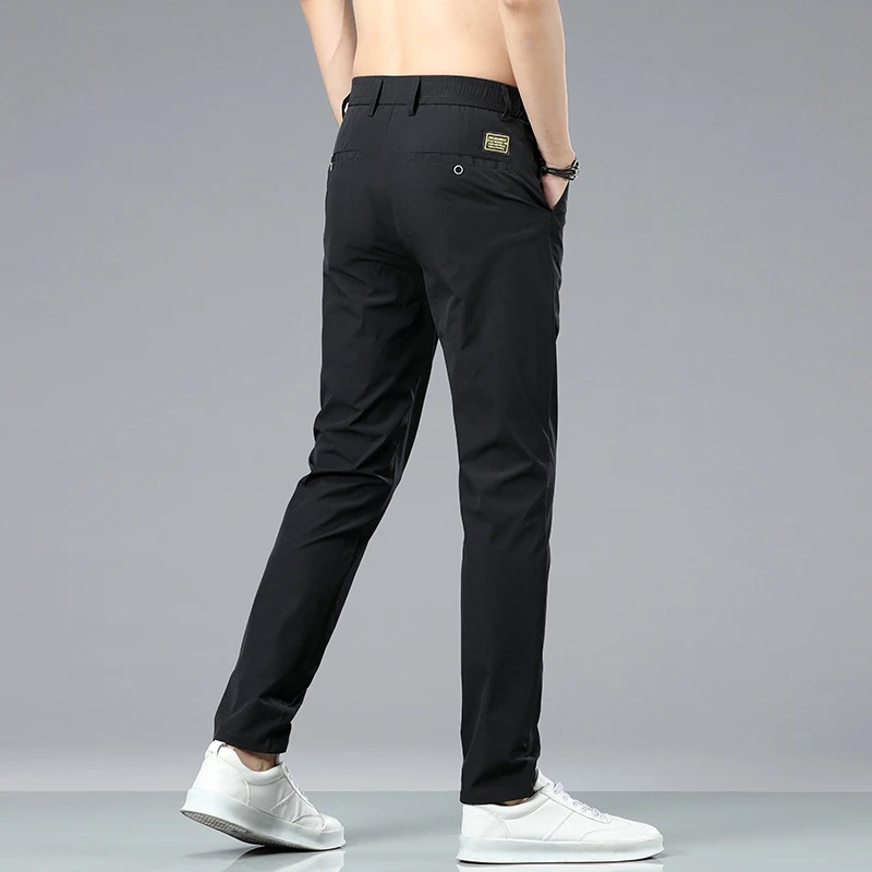 Summer New Stretch Casual Pants Men Thin Soft Fashion Business Elastic Korean Slim Male Clothes Trousers Gray Black Green