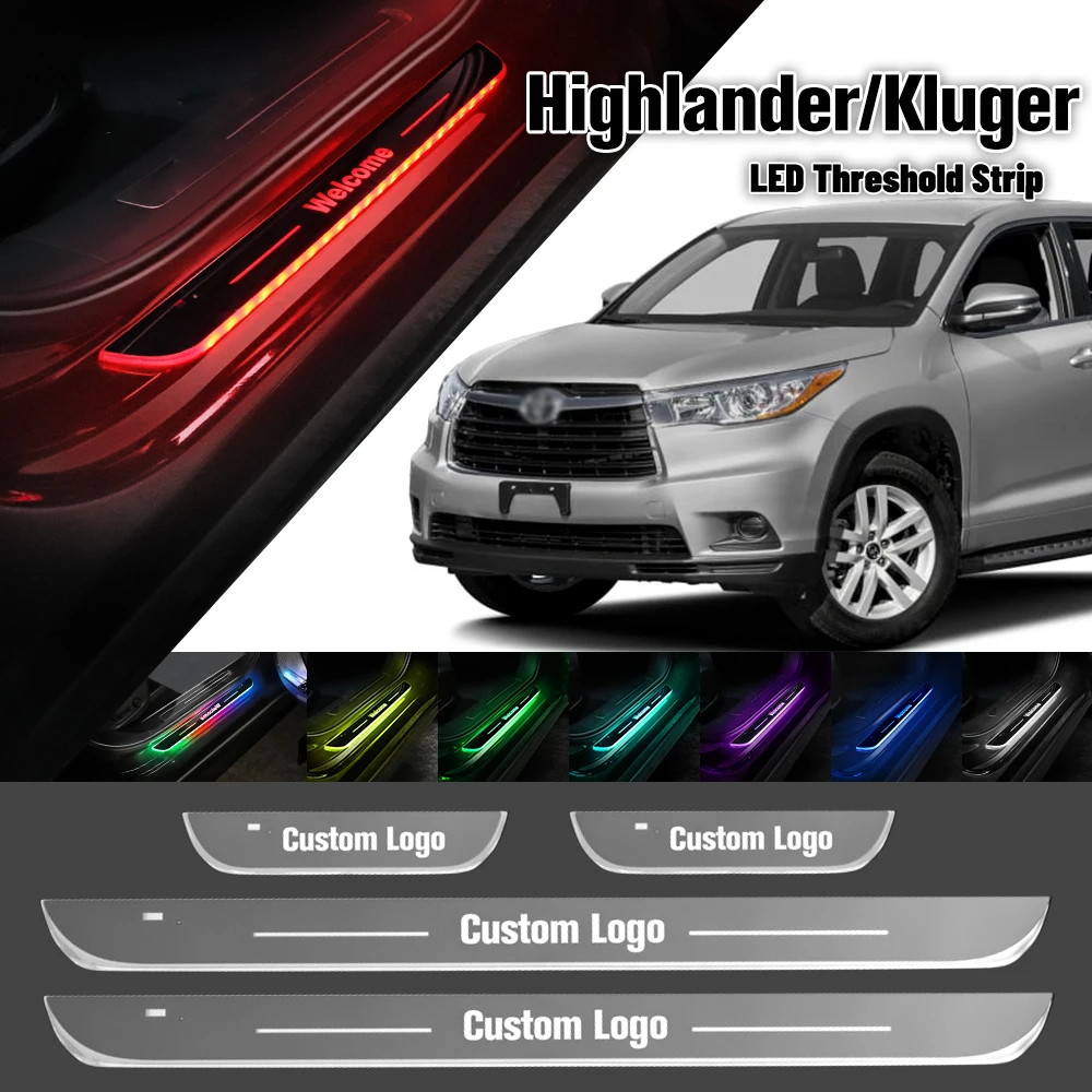 

For Toyota Highlander Kluger 2000-2023 Car Door Sill Light Customized Logo LED 2022 Welcome Threshold Pedal Lamp Accessories