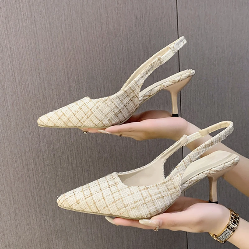 

2025 Women's Fashion High Heel Sandals Slim Stiletto Pointed Toe Slip-On Summer Party & Daily Wear Covered-Toe Dress Shoes