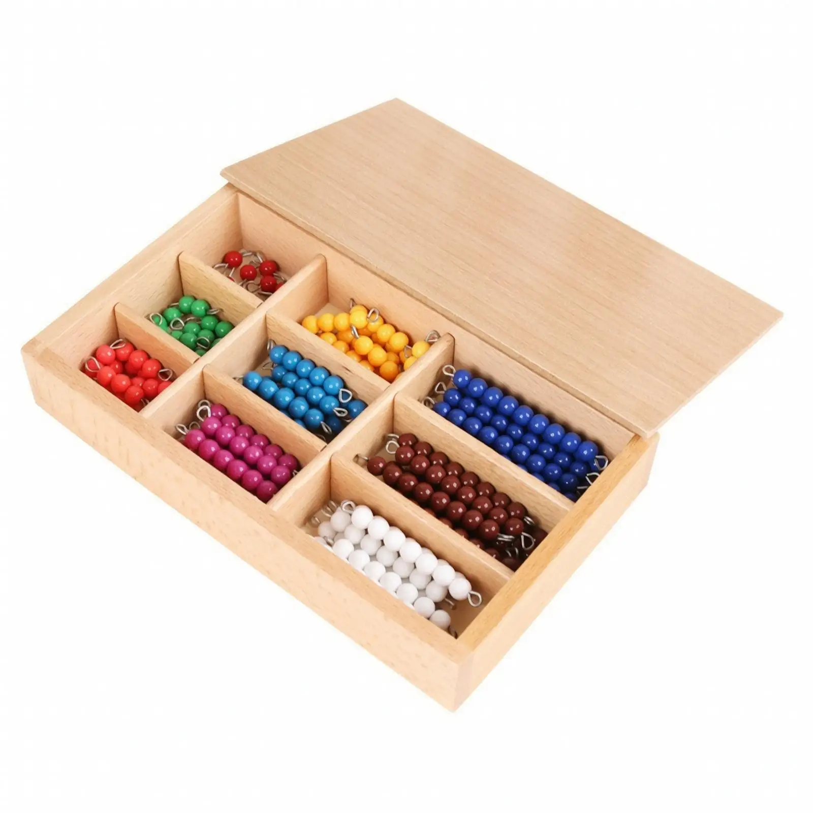 90 Pieces Bead Rod with Wooden Storage Box Hands-on Counting Bead Set with Number Cards Preschool Early Math Manipulative Set