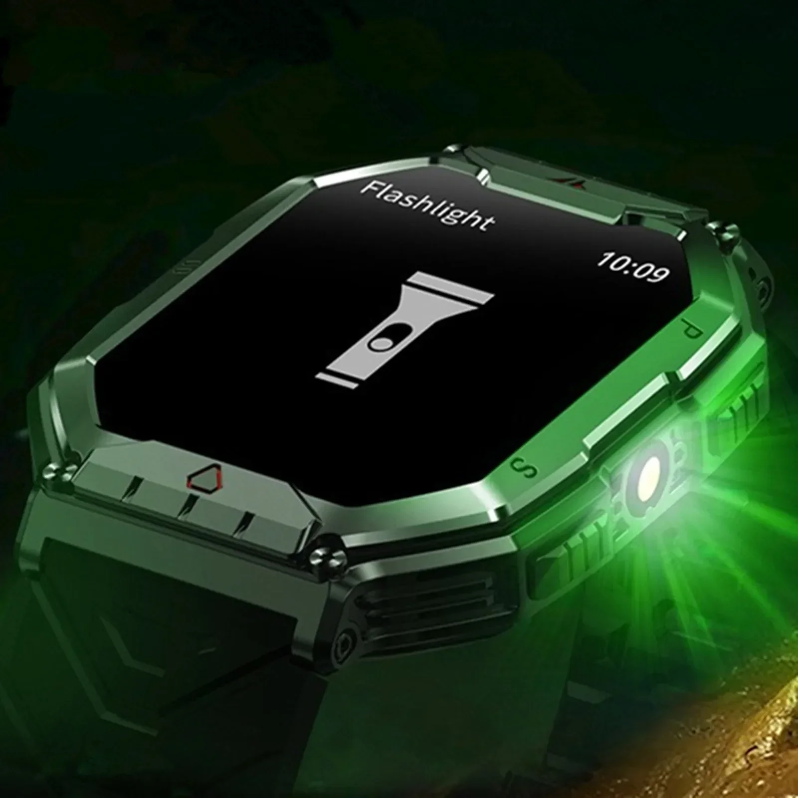 男防水スマートウォッチ Bluetooth 通話アウトドアスポーツスマートウォッチ健康監視フィットネストラッカーブレスレット懐中電灯コンパス