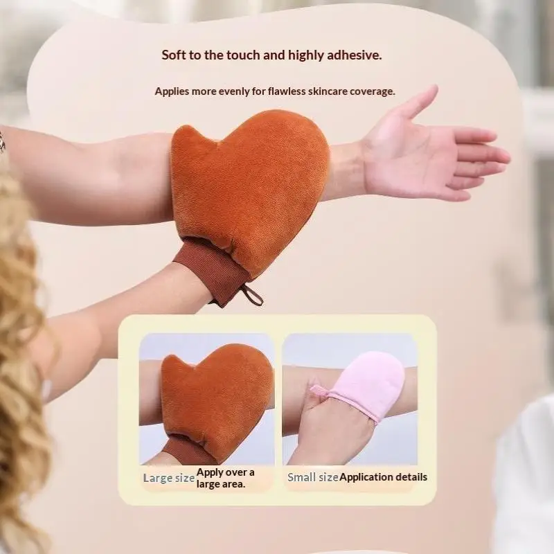 Körperlotion-Handschuh Selbstbräunungs-Handschuh Doppelseitig Verhindert Klebrige Hände Applikator Schnell Trocknender Beflockter Handschuh Make-up-Applikator – Detail 13