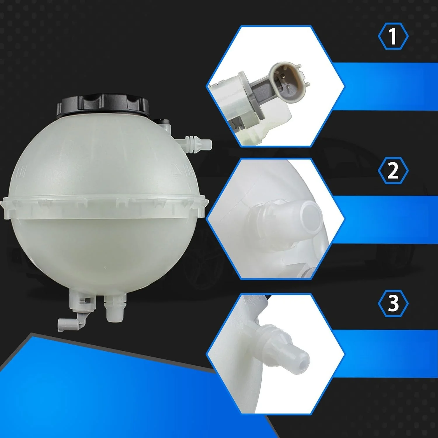 Engine Radiator Coolant Overflow Reservoir Tank With Sensor & Cap For BMW 2012-2016 528i /528i xDrive view 4