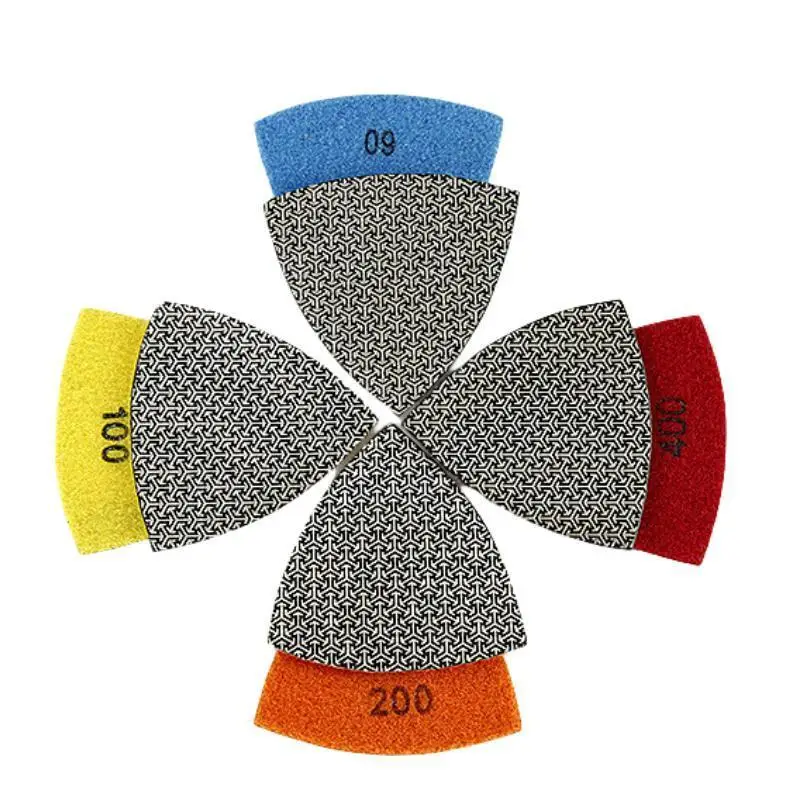 90mm Dreieckige Polierpads, galvanisierte Schleifpads für Fliesen, Stein, Marmor, Beton, Glas, Körnung 60, 120, 200, 400 – Detail 1