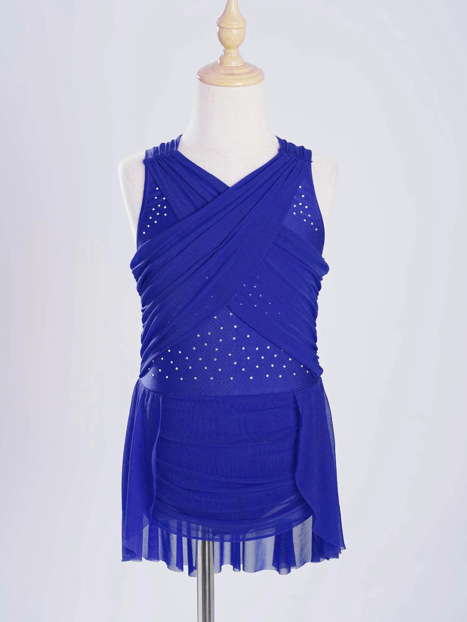 Children Figure Skating Dress Kids Girls Stage Performance Mesh Dress Ballet Lyrical Dance Costume Dance Leotards Dress