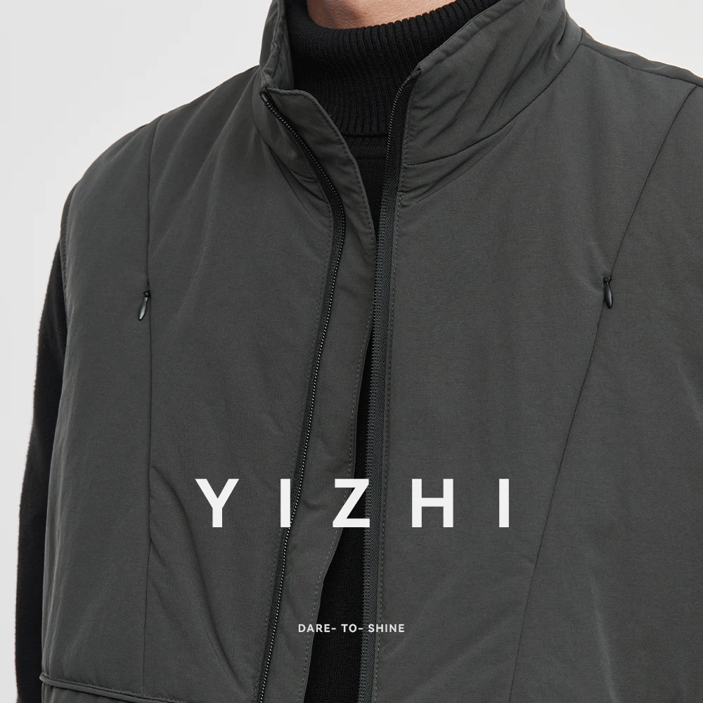 Fashion Men's Casual Stand - Collar Vest 2025 Winter New Zip - Up Sleeveless Jacket With Pockets Layering Outerwear Top