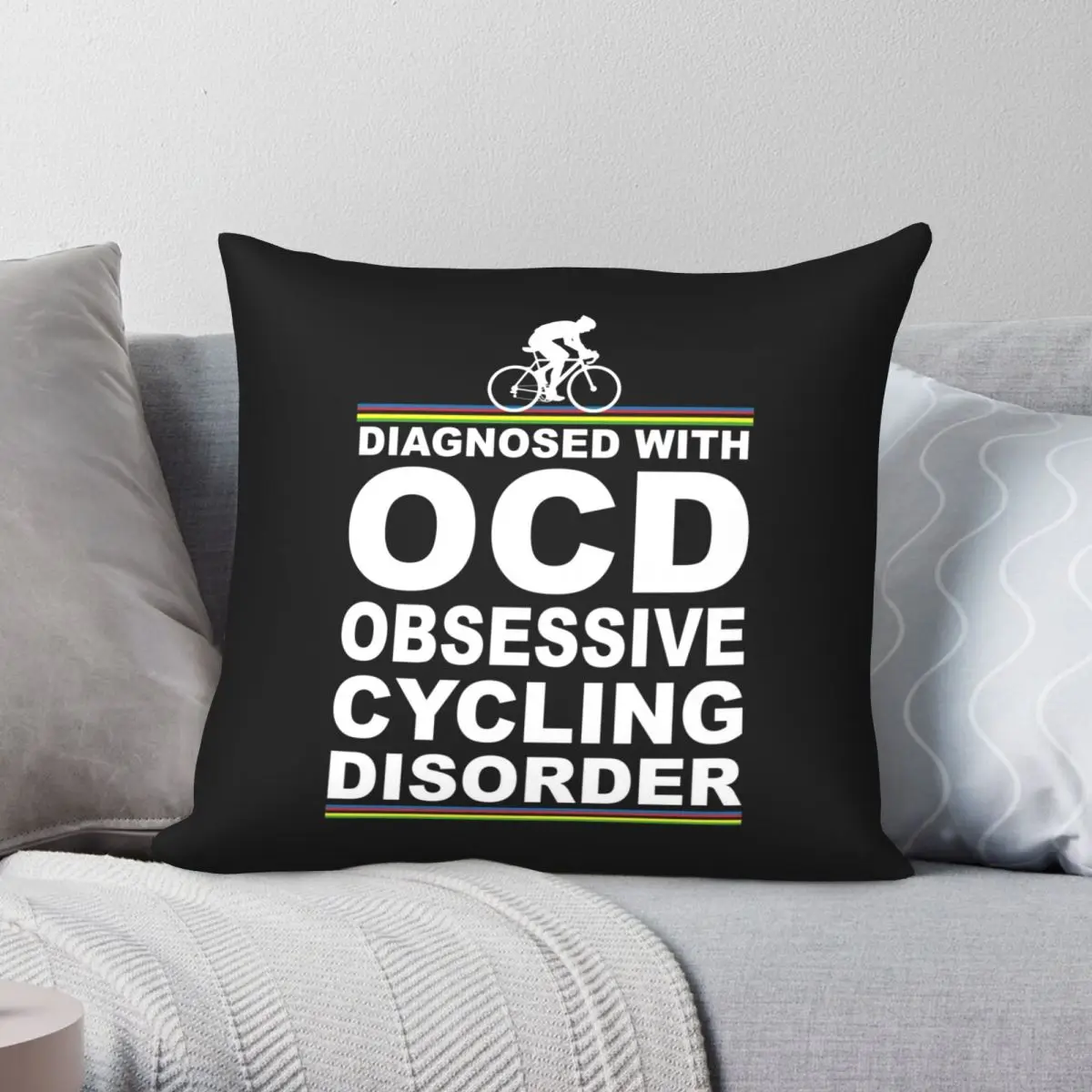 Obsessive Cycling Disorder Square Pillowcase Polyester Linen Velvet Creative Zip Decor Car Cushion Cover