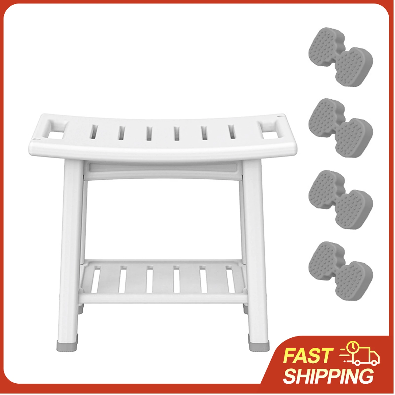 

Душевые скамейки HDPS: Прочное кресло для душа с 2-уровневыми отсеками для хранения и двумя ручками, водонепроницаемый стул с нескользящими накладками для бритья