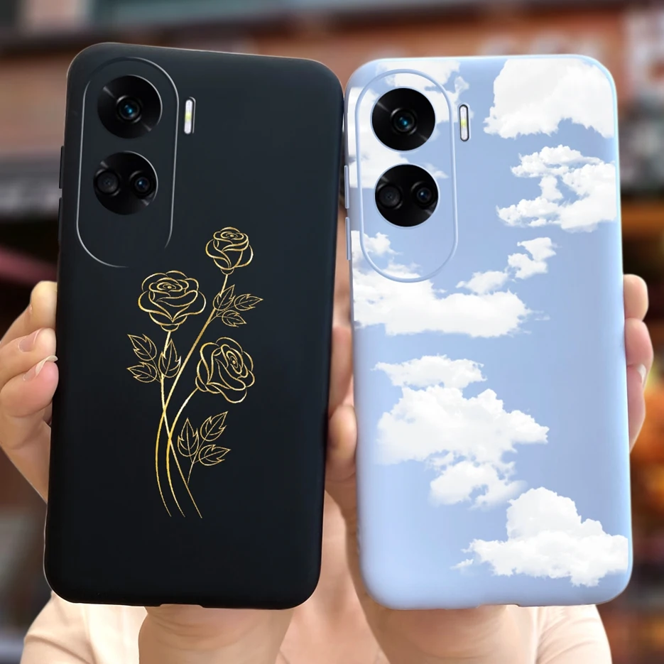 For Honor 90 Lite Case Luxury Cartoon Gilrs Sunflower Painted Cover Soft Silicone Phone Case For Honor 90 Pro Honor90 Lite Shell