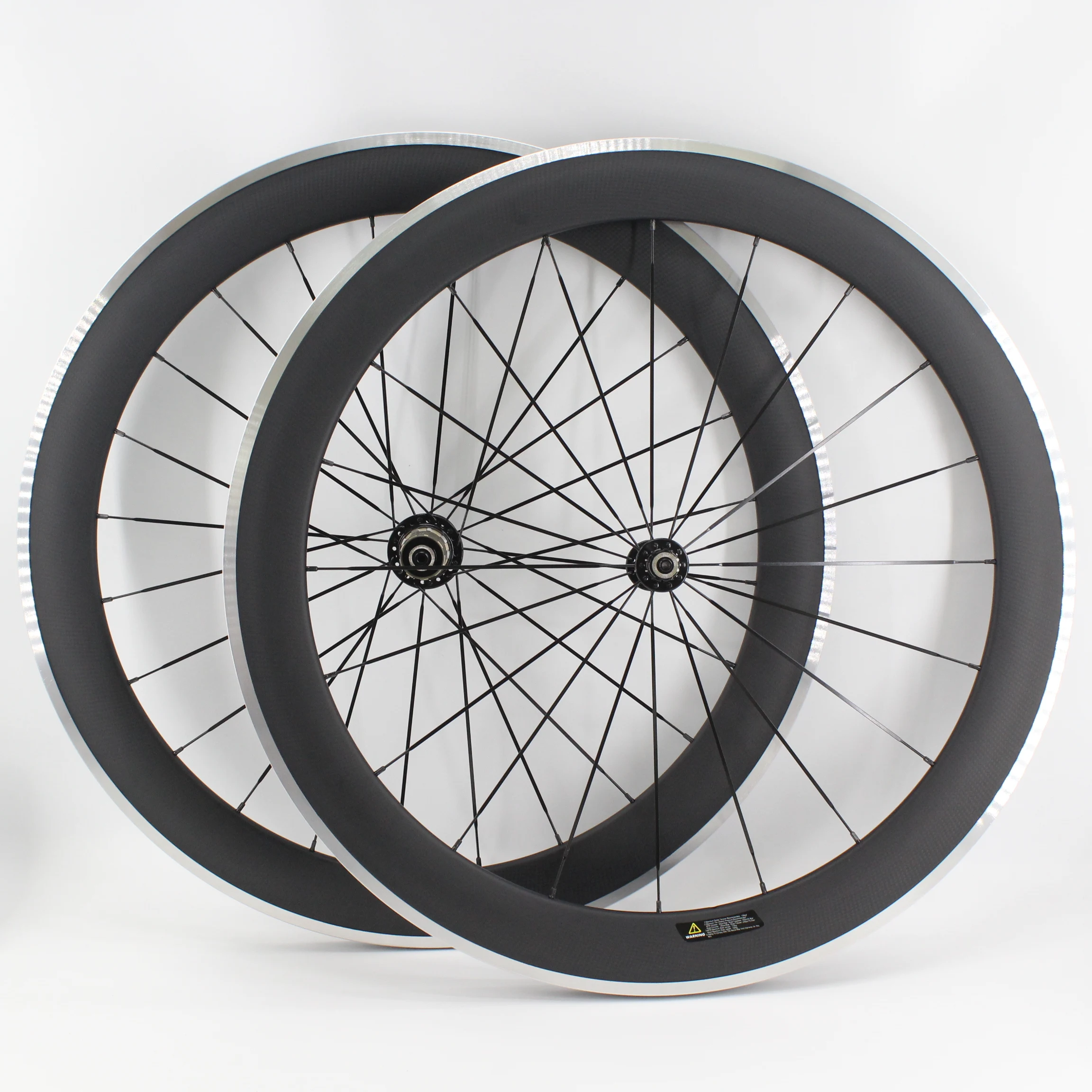 

1pair New 700C 60mm Clincher Rim Road Bike Matte 3K Carbon Fibre Bicycle Wheelset With Alloy Brake Surface Aero Spoke