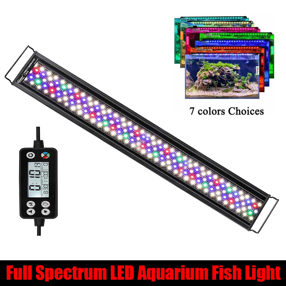 45CM 18W Full Spectrum LED Aquarium Lighting With Timer Waterproof Moonlight Sunrise Sunset Plant Grow Extendable for Fish Tank