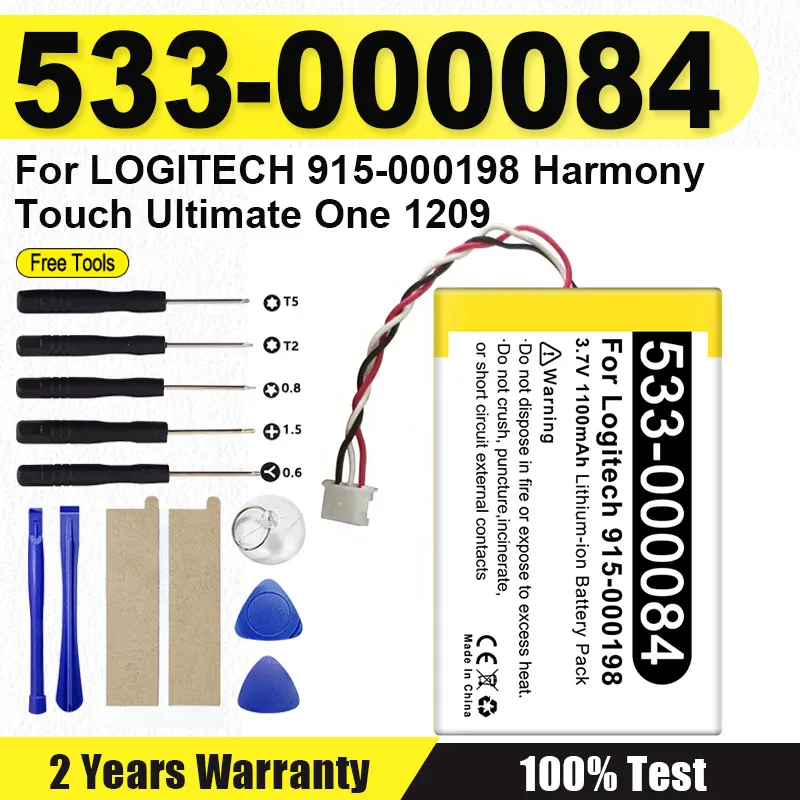 

1100mAh Powerful Battery 533-000083 533-000084 For LOGITECH 915-000198 Harmony Touch Ultimate One 1209 Bateria + Tools