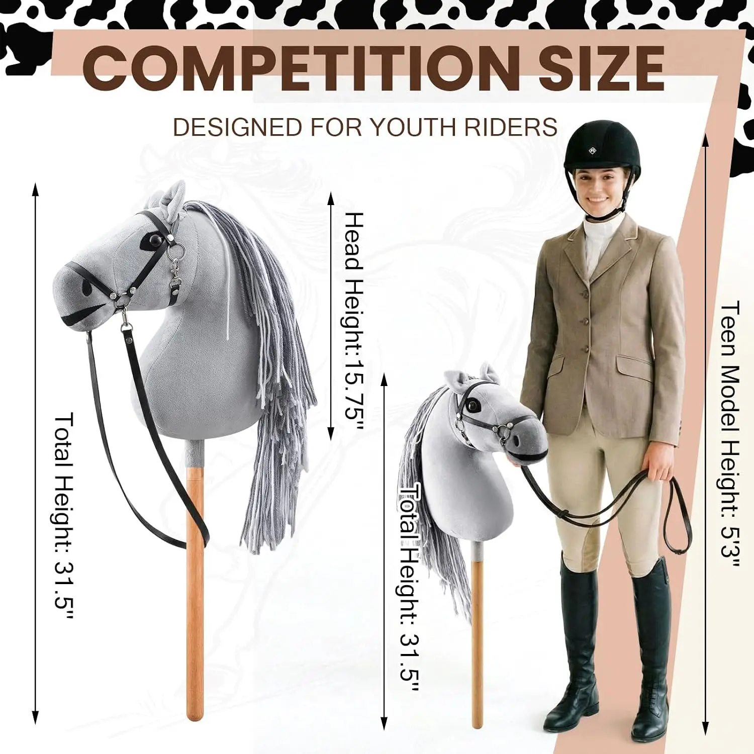 Realistic Horse Head with Long Mane and Leather Rein, White, Stylish Design