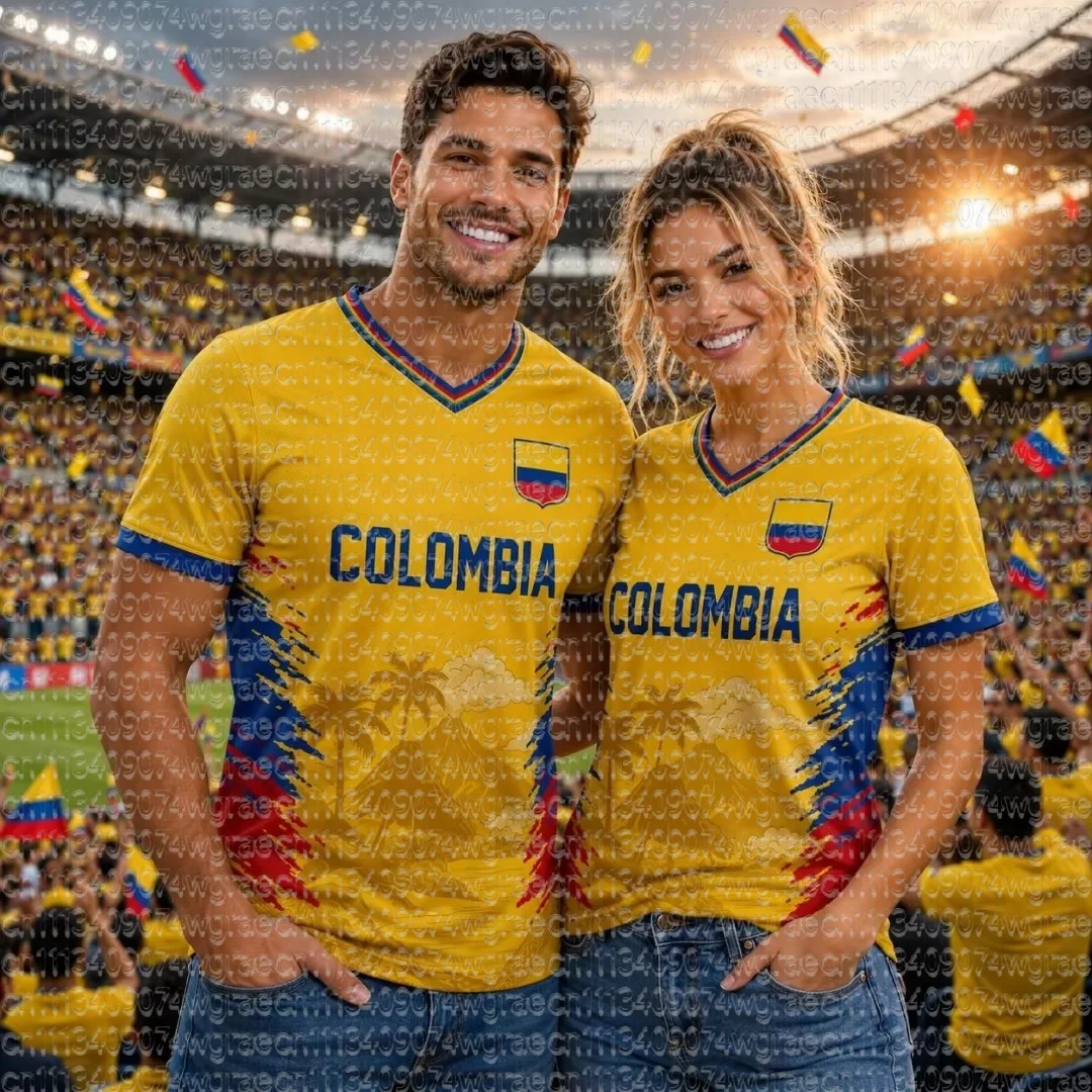 2026 Colombia Soccer Jersey Colombia Fan Gift National Team Tee Summer Sports Men's T-Shirt Children's Clothing Tee Y2k Woman