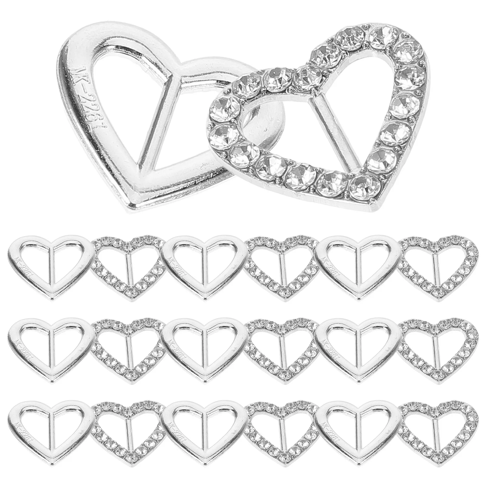 

20pcs Chair Belt Buckle Rhinestone Sash Ribbon Slider Heart Shaped Alloy Wedding Party Home Use Sofa Cover Decor