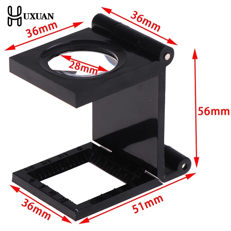 One Or 2pcs 10X 28mm Acrylic Lens Folding Magnifier Stand Loupe With Scale For Textile Optical Glass Tool
