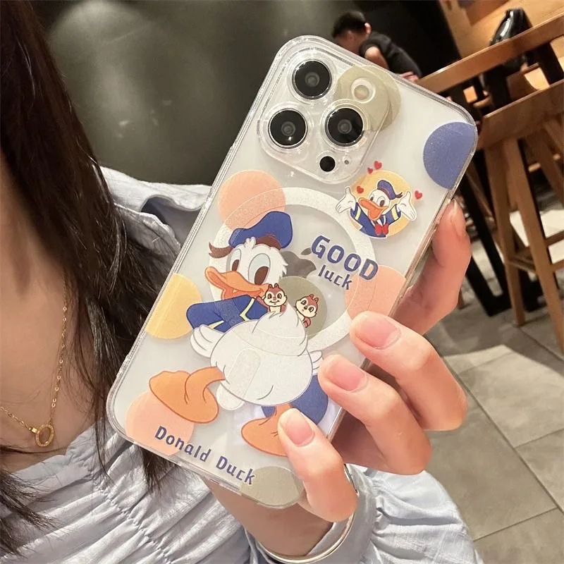 Cute Disneys Donald Duck Hot new Magsafe Magnetic Phone Case for Samsung Galaxy S24 S23 S22 S21 S20 FE Plus Ultra 5G Soft Clear