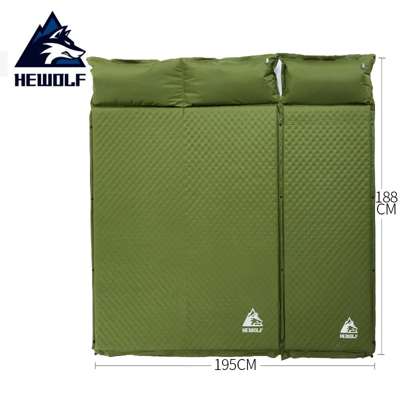 Hewolf 2+1 Spliced Outdoor Thickness 5cm Automatic Inflatable Mattress Cushion Pad Family Tourist Tent Camping Mats Bed Heating